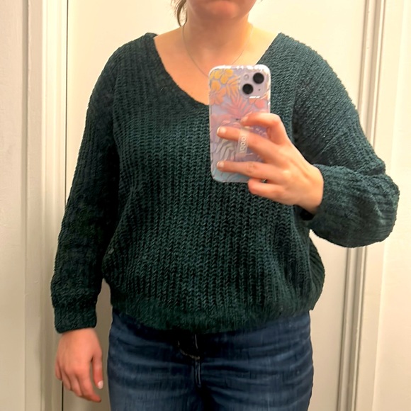 Express Hunter Green Chenille Sweater, Size Small - Picture 3 of 3